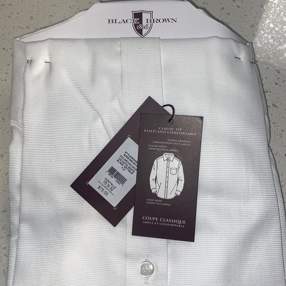 ❌SOLD not for sale shirt nwot “Black & Brown” White French Cuff cotton 15.5 32. - Picture 4 of 6